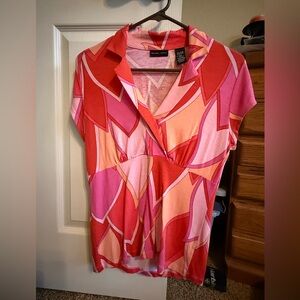 New York & Company Pink and Red Blouse